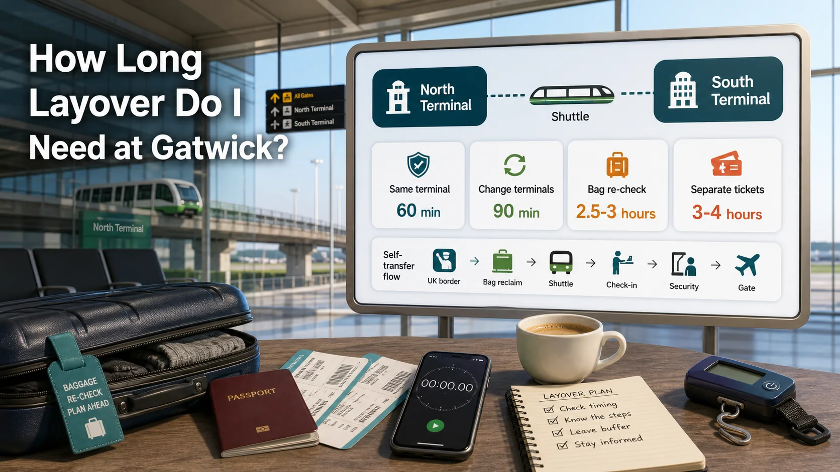How long a layover you need at Gatwick airport