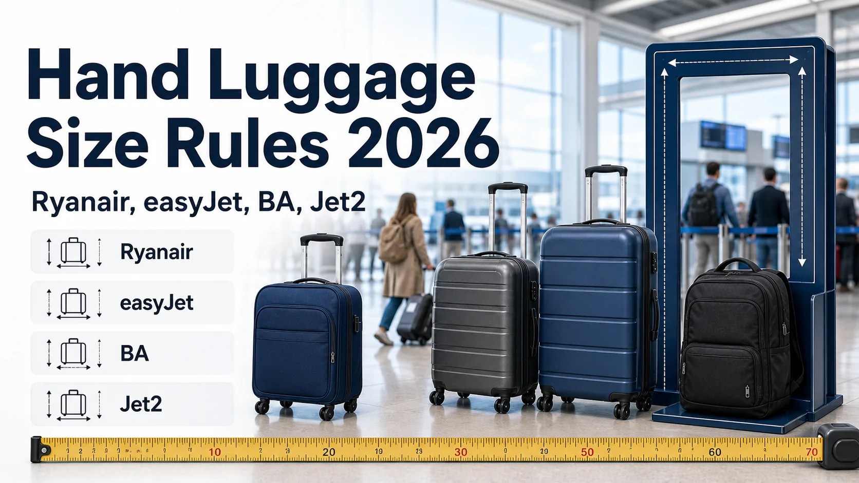 Hand Luggage Size Rules 2026 (Ryanair, easyJet, BA, Jet2)