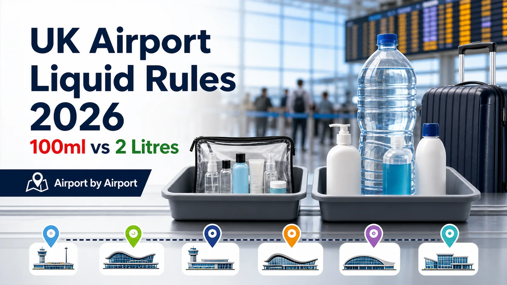 UK Airport Liquid Rules 2026: 100ml vs 2 Litres, Airport by Airport