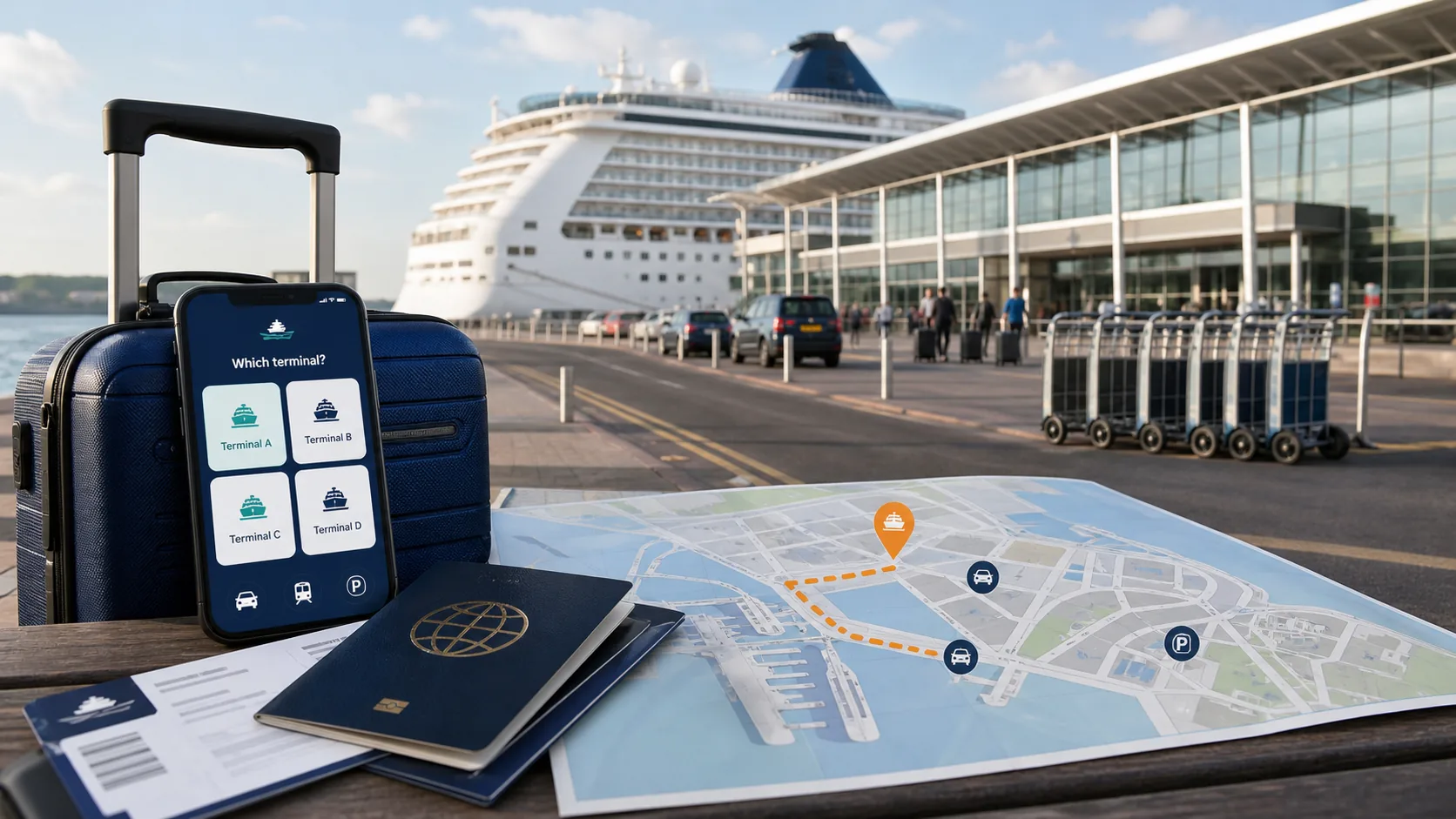 Cruise ship docked at a Southampton cruise terminal, illustrating the five Southampton cruise terminals guide